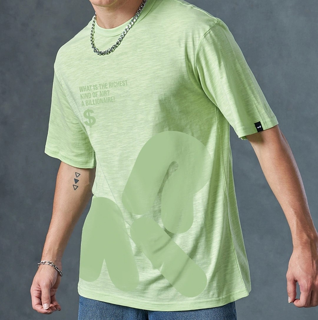 Men's Lettuce Green Billionaire Graphic Printed Oversized T-shirt